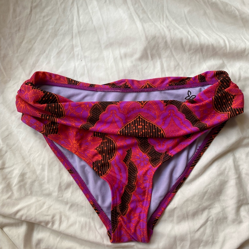 Prana Pink & Purple Patterned Women’s Swim Bikini Bottom